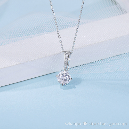 Popular Luxury  925 Sterling Silver Moissanite Diamond Pendant Women Engagement Four Prongs Large Diamond Wedding Party Necklace